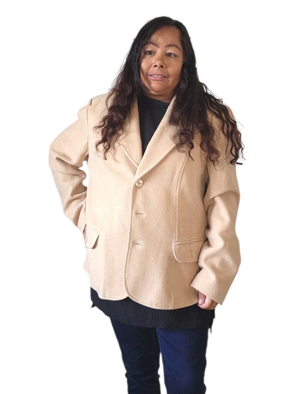 Nygard Collection Beige Single-Button Wool-Blend Blazer Womens Size 16